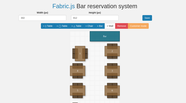 Bar Reservation System with Fabric.js